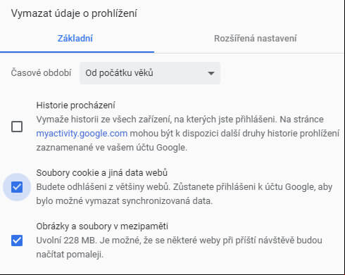 Jak smazat cookies v prohlížeči Chrome