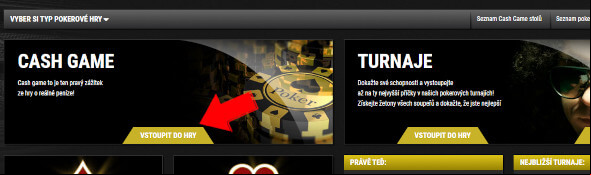Cash game na online herně Synot Tip Poker