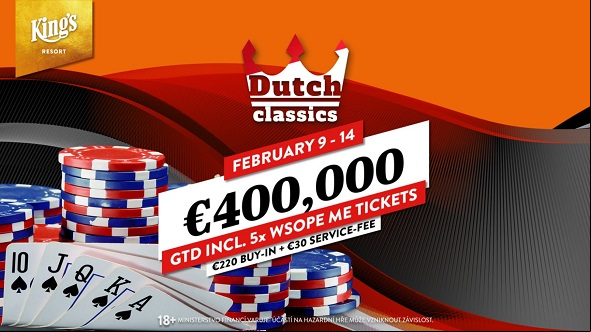 Pokerový turnaj v King's Resortu pro tento týden - Main Event Dutch Classics 2022 garantuje €400 tisíc na výhrách