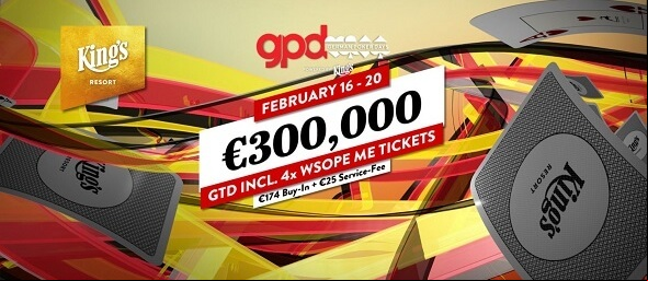 German Poker Days (GPD), pokerový turnaj v King's Resortu Rozvadov, v únoru garantuje €300 tisíc na výhrách
