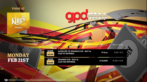 V King's Resortu Rozvadov začíná Spanish Poker Festival, dnes bude zahájen turnaj Spanish Cup s garancí €50 tisíc