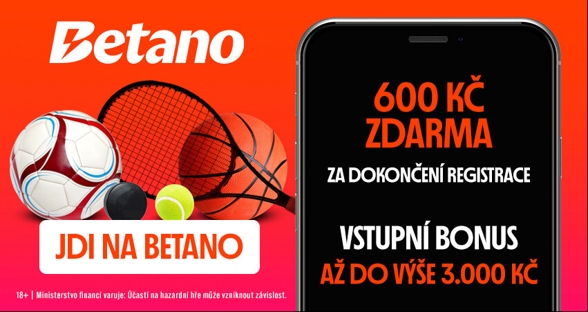 Betano rozdává vstupní bonus zdarma v hodnotě 600 Kč