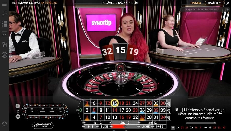 LIVE casino na herně SYNOT TIP