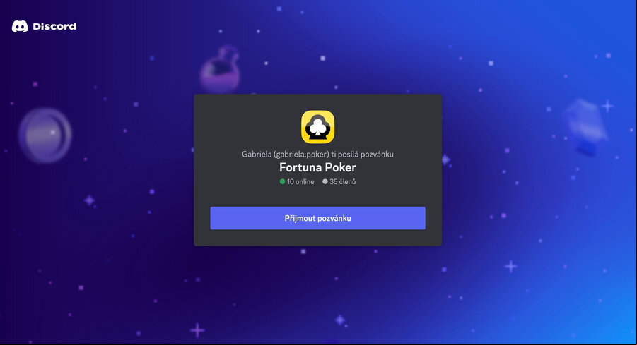 Stačí přijmout pozvánku do Fortuna Poker Discordu